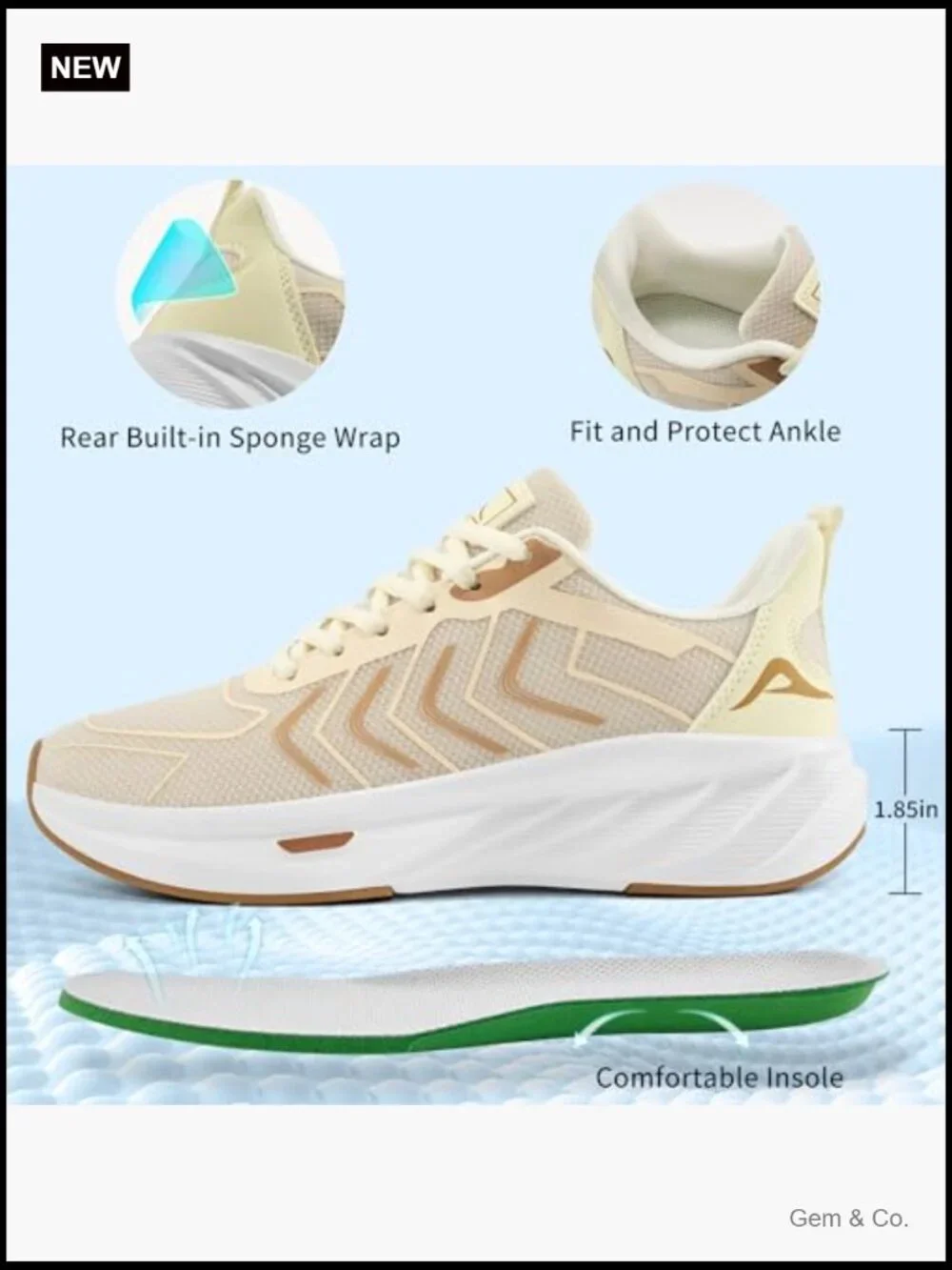 Comfortable Breathable Casual Walking Sneakers for Gym Workout Non Slip Lace Up